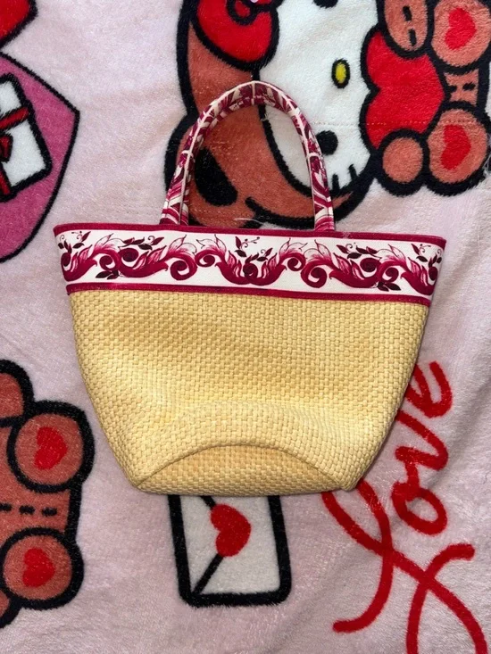 Girls Dolce & Gabbana Straw Tote with Pink Trim and Logo (Worn Once) - Picture 2 of 7